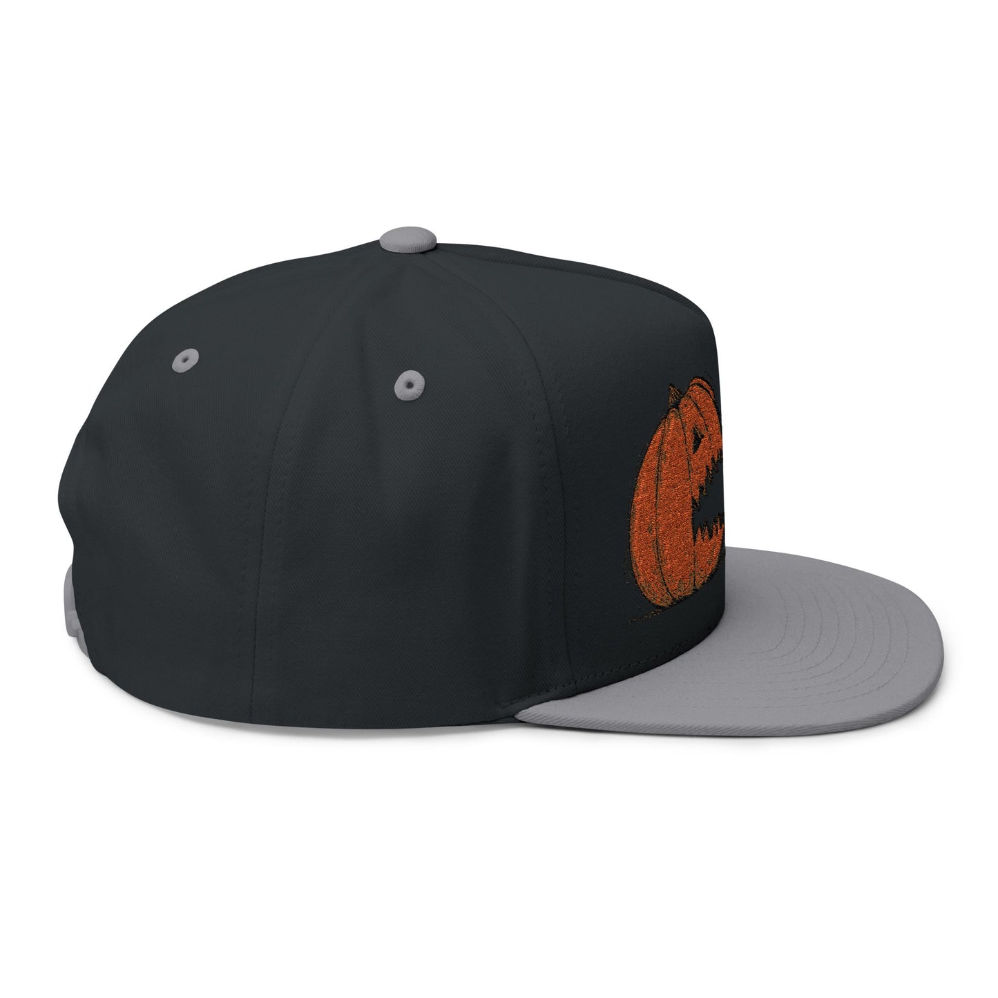 Halloween Pumpkin Ghost Flat Bill Cap, Spooky Hat, Embroidered Cap for Trick-or-Treat, Fun Costume Accessory, Fall Fashion, Gifting Ideas