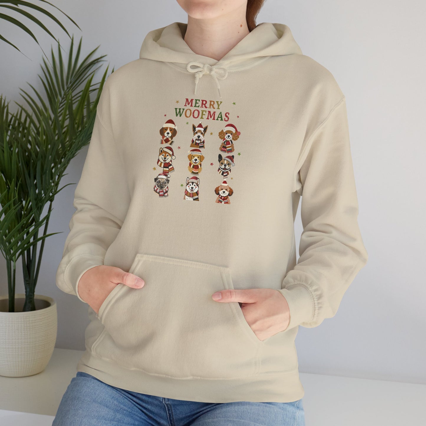 Merry Woofmas Hoodie, Cozy Dog Lover Hoodie, Gift for Pet Owners, Cute Holiday Apparel, Festive Furry Friends Clothing
