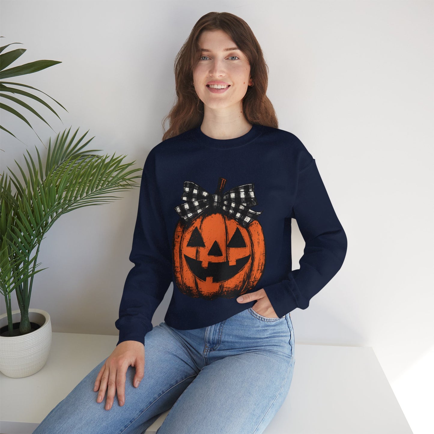 Autumn Pumpkin Crewneck Sweatshirt, Fall Fashion, Halloween Sweatshirt, Cozy Sweater, Pumpkin Patch Outfit, Unisex Clothing