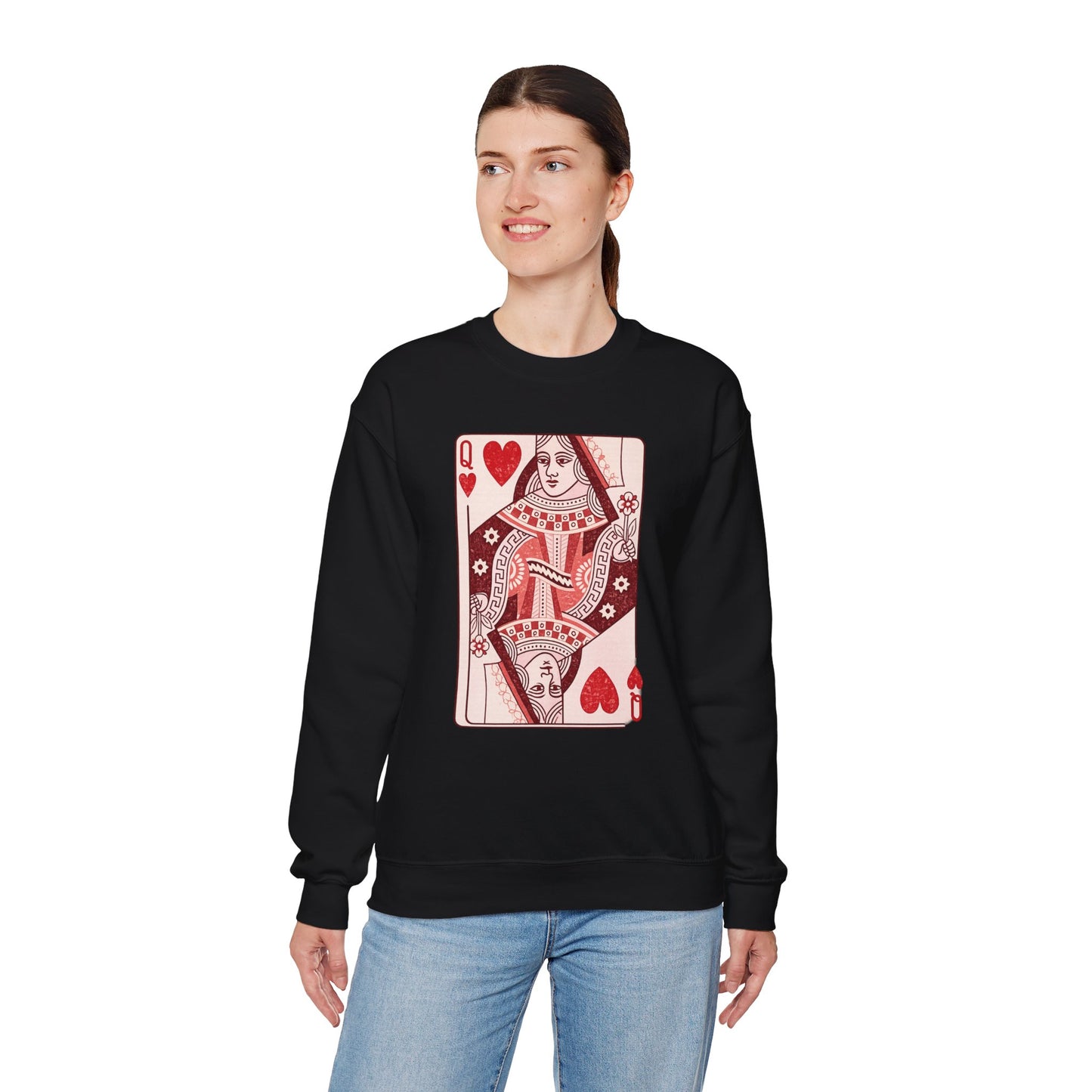 Queen of Hearts Crewneck Sweatshirt – Playing Card Graphic