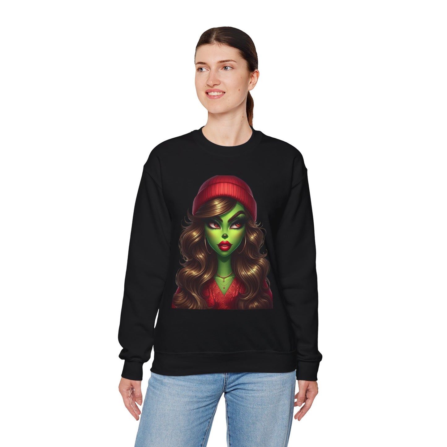 Witchy Green Girl Sweatshirt — Gothic Halloween Crewneck