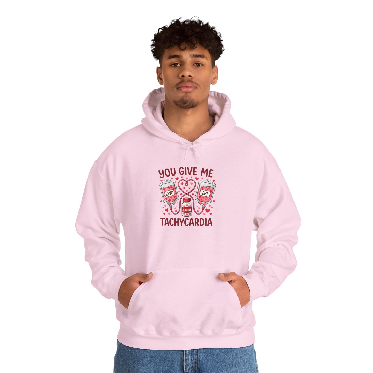 You Give Me Tachycardia Hoodie — Cute ECG Heart & IV Bag Medical Valentine Sweatshirt
