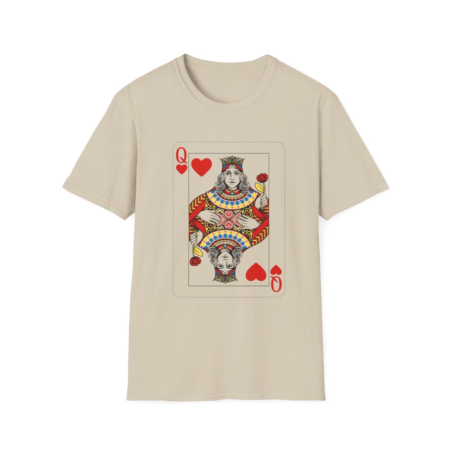Valentines Queen of Hearts Unisex Softstyle T-Shirt - Card Inspired Design