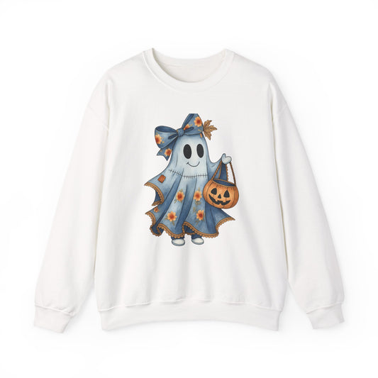 Cute Ghost Halloween Sweatshirt, Unisex Crewneck, Cozy Fall Apparel, Spooky Season Gift, Trick or Treat, Halloween Celebration