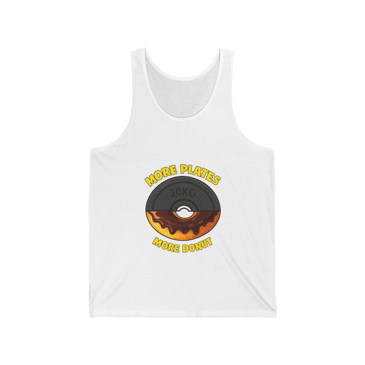 More Plates More Donuts Tank Top — Funny Gym Weightlifting Fitness Tank