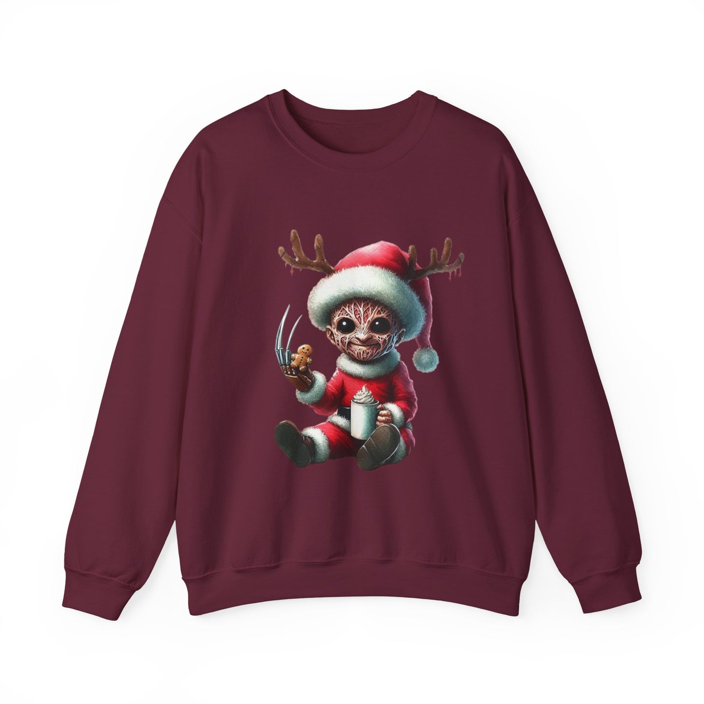 Christmas Cat Elf Sweatshirt — Cute Santa Kitten with Antlers Holiday Crewneck