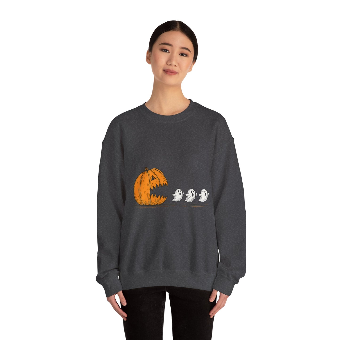 Spooky Pumpkin Ghosts Sweatshirt | Cozy Halloween Crewneck, Fall Fashion, Unisex Gift, Harvest Party Wear, Cute Autumn Outfit