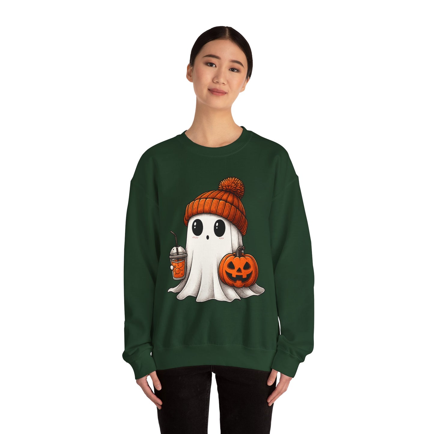 Cute Ghost Halloween Sweatshirt, Unisex Crewneck, Spooky Season Apparel, Fall Fashion, Cozy Pumpkin Sweater