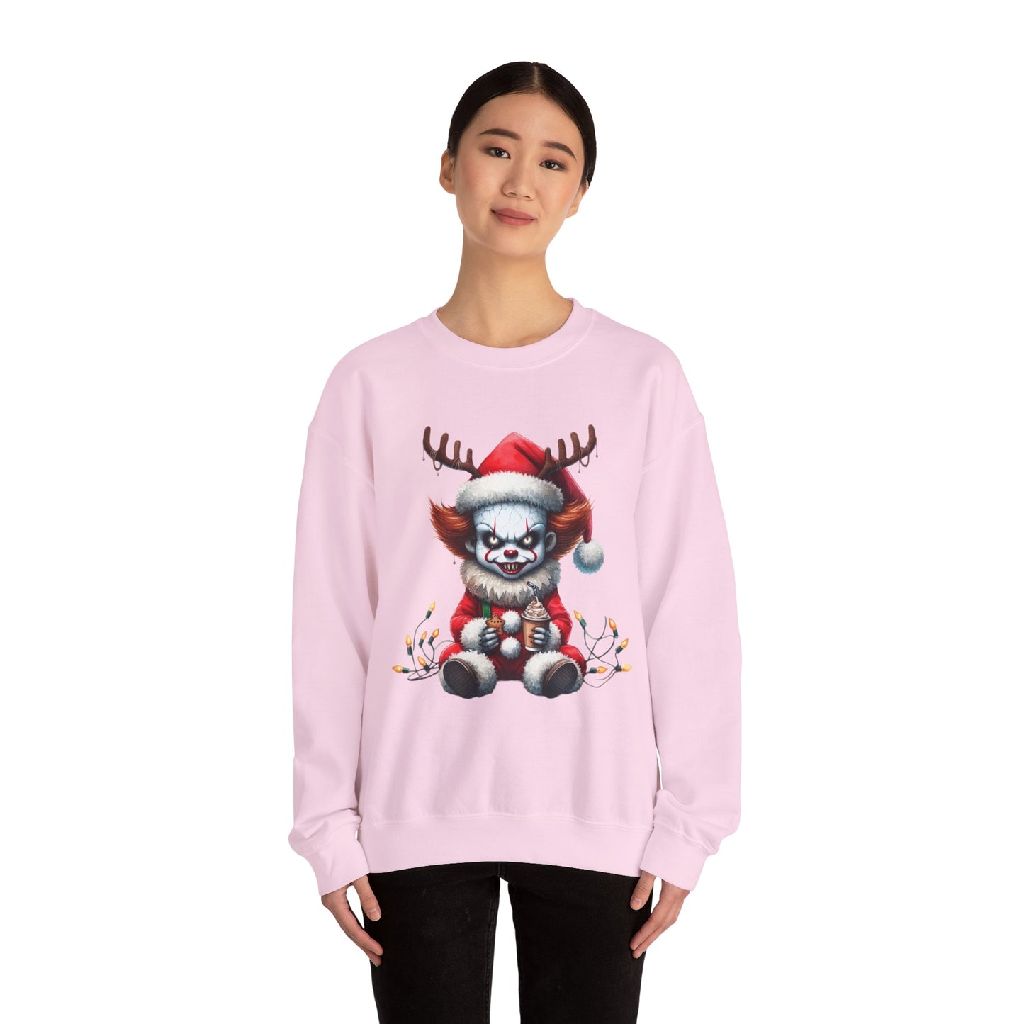 Creepy Clown Reindeer Christmas Sweatshirt