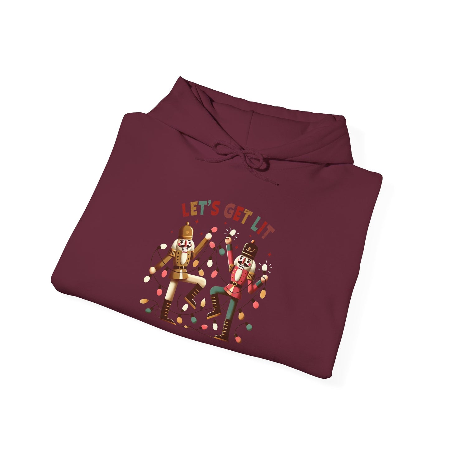 Festive Hooded Sweatshirt - Let's Get Lit, Winter Apparel, Holiday Gift, Cozy Layer, Unisex Style, Casual Wear