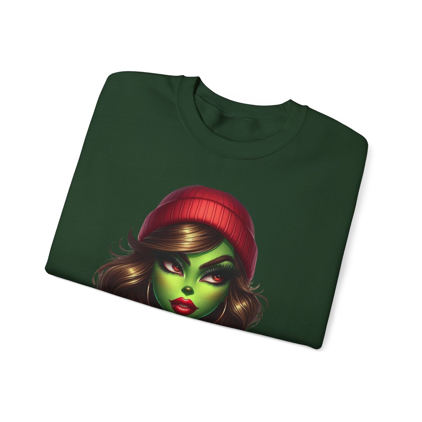 Witchy Green Girl Sweatshirt — Gothic Halloween Crewneck