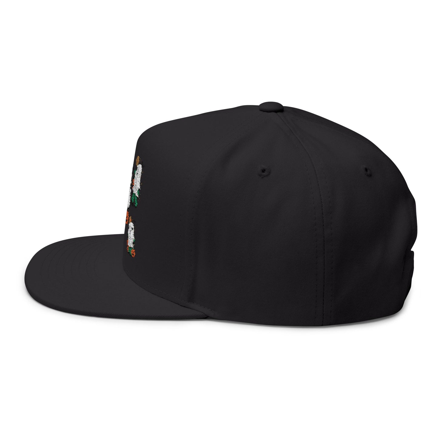 Halloween-Themed Flat Bill Cap, Pumpkin Hat, Embroidered Cap for Fall, Unique Gift for Halloween, Holiday Accessories, Spooky Season Fashion