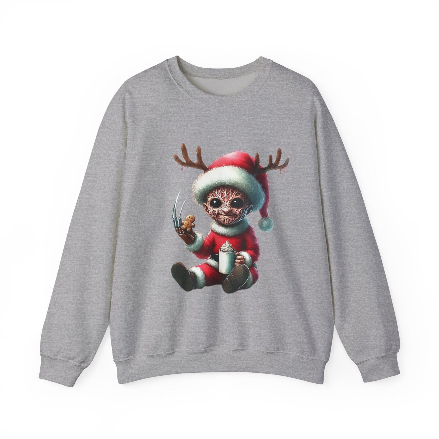 Christmas Cat Elf Sweatshirt — Cute Santa Kitten with Antlers Holiday Crewneck