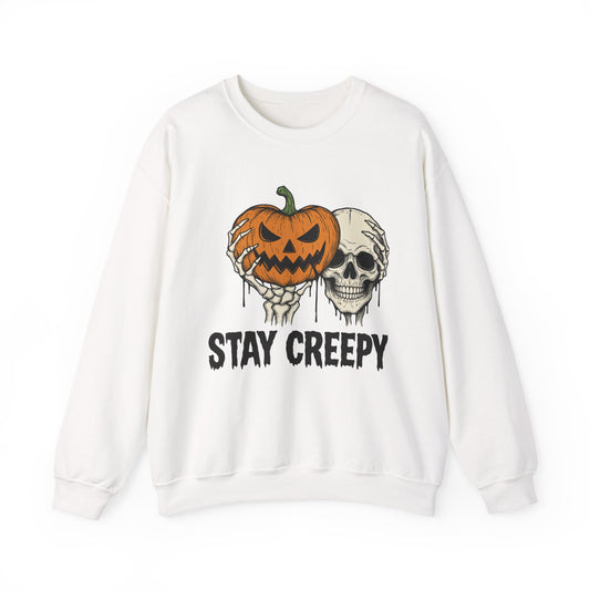 Stay Creepy Crewneck Sweatshirt, Halloween Sweatshirt, Unisex Fall Fashion, Cozy Sweatshirt Apparel, Spooky Halloween, Festive Gift