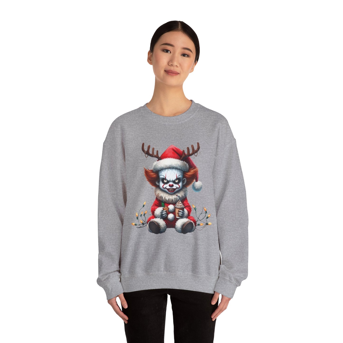 Creepy Clown Reindeer Christmas Sweatshirt