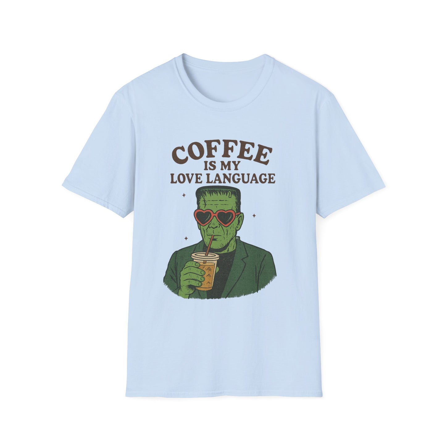 Frankenstein Coffee Lover T-Shirt, Funny Gift for Coffee Lovers, Unisex Tee, Perfect for Halloween, Casual Wear, Gift for Him/Her