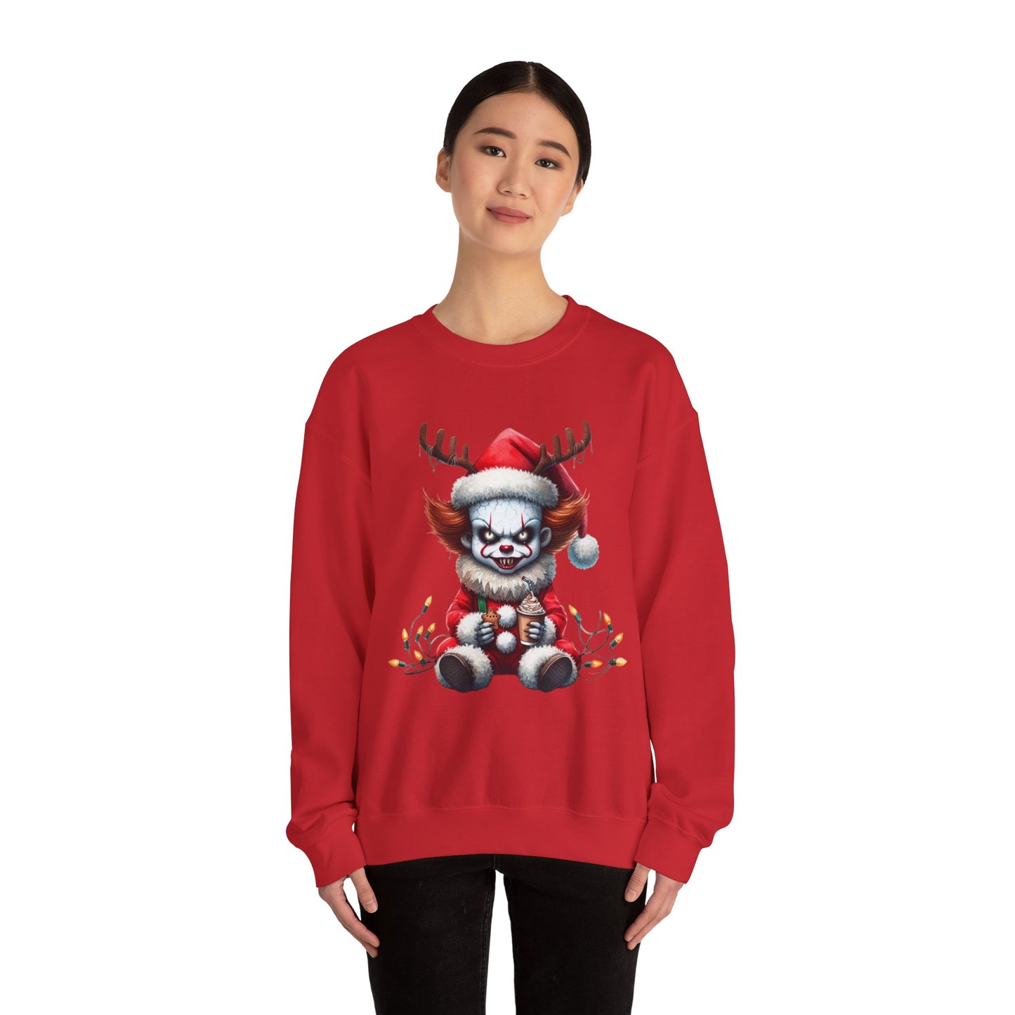 Creepy Clown Reindeer Christmas Sweatshirt