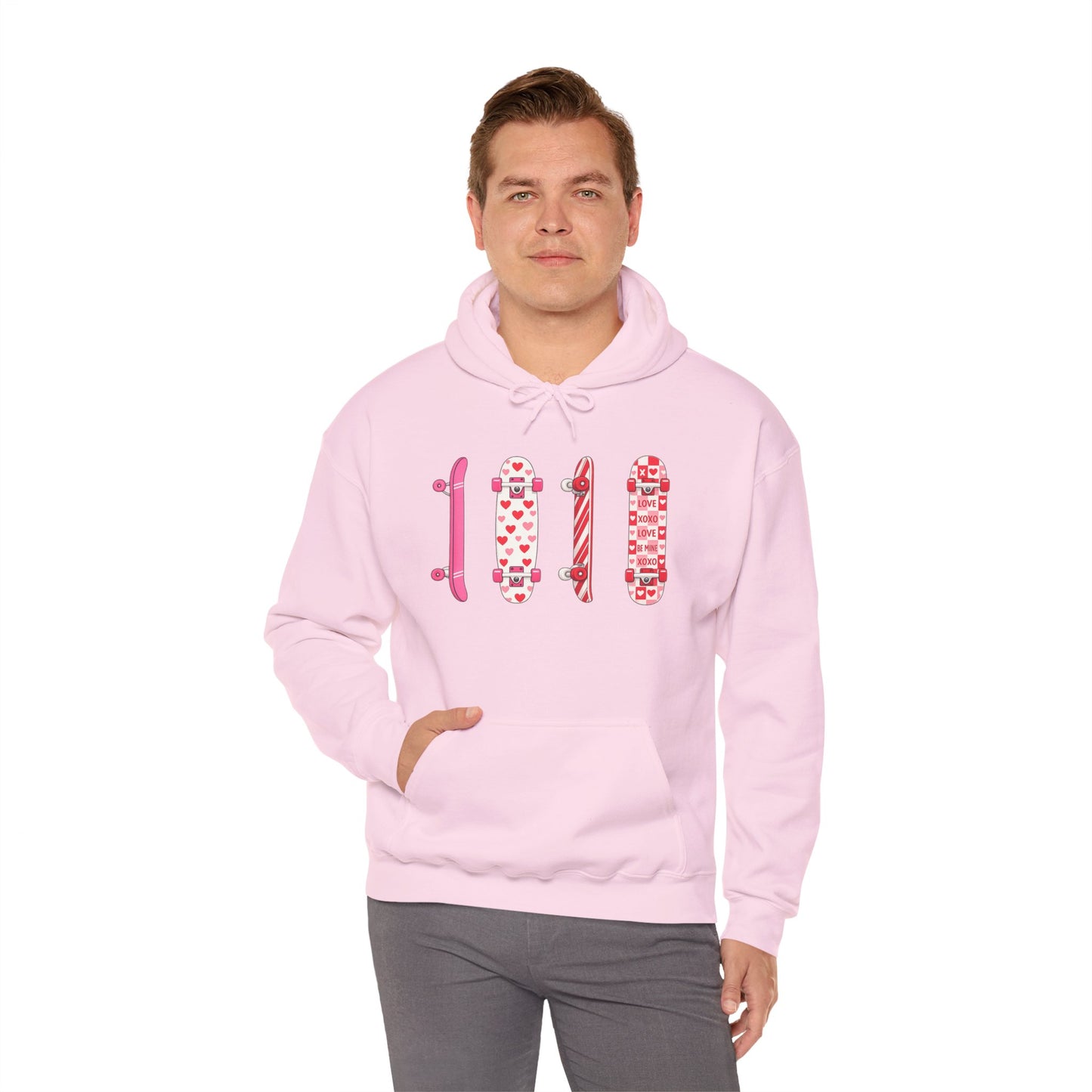 Valentine Skateboard Graphic Hoodie — Pink Heart Skate Decks