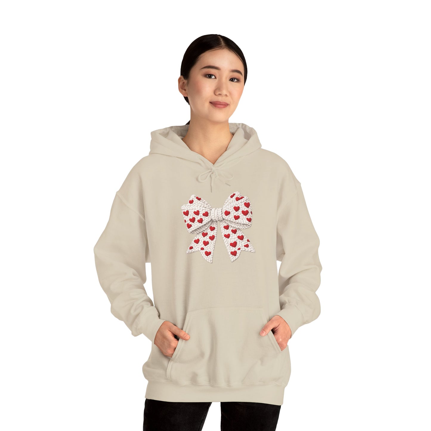 Valentine Heart Bow Hoodie — Cute Red Heart Ribbon Pullover