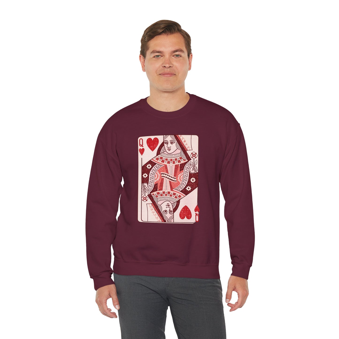 Queen of Hearts Crewneck Sweatshirt – Playing Card Graphic