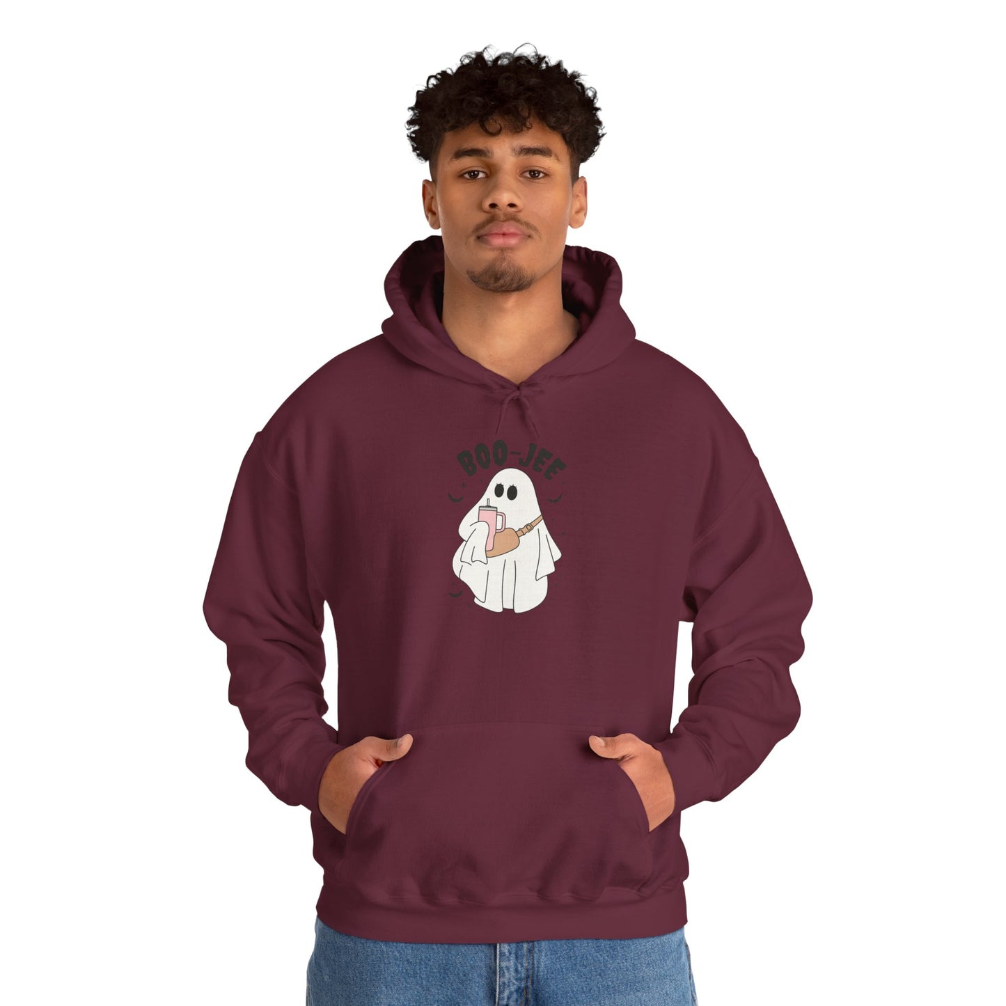 Boo-Jef Ghost Hoodie, Cute Halloween Sweatshirt, Unisex Fun Pullover, Cozy Fall Apparel, Comfy Gift for Ghost Lovers