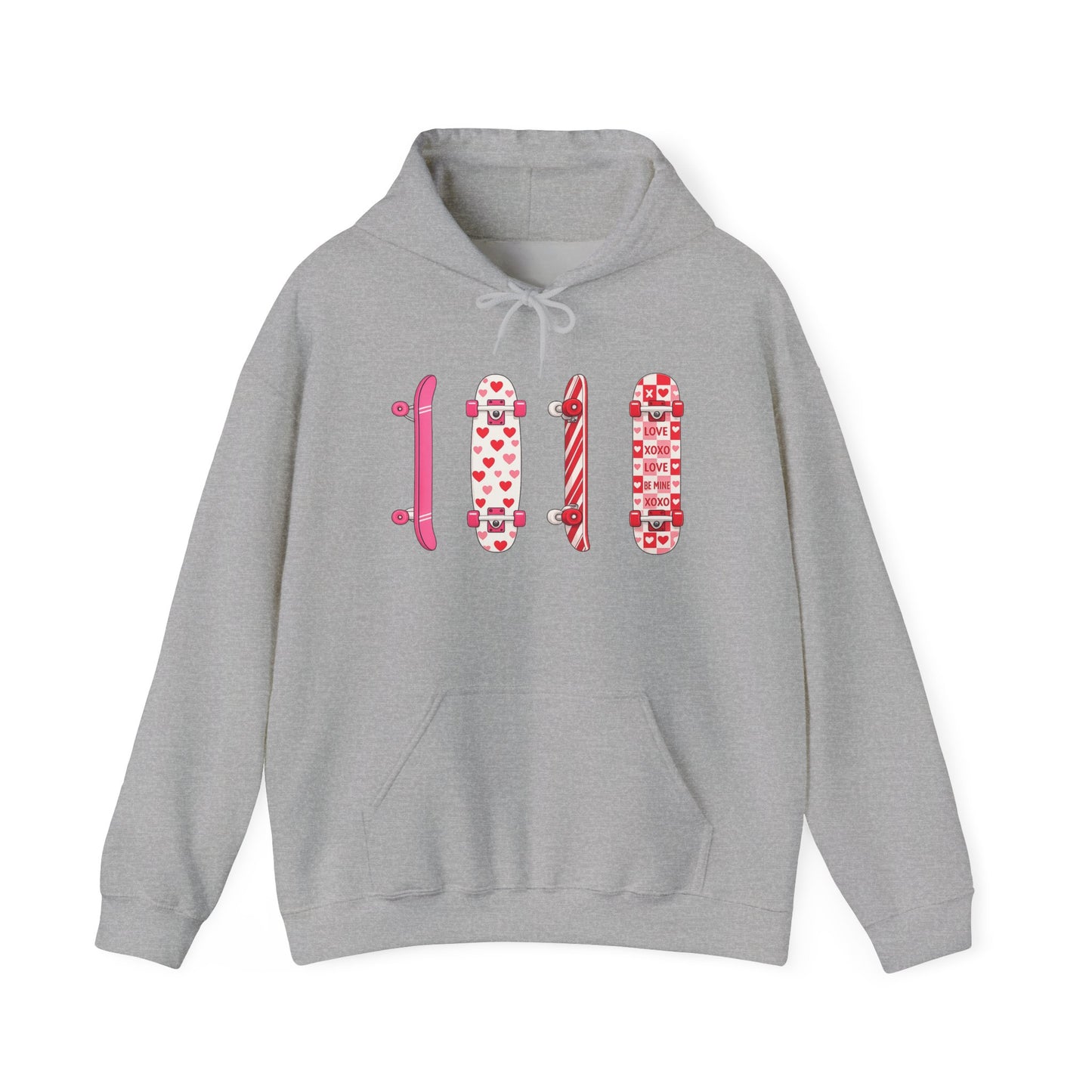 Valentine Skateboard Graphic Hoodie — Pink Heart Skate Decks