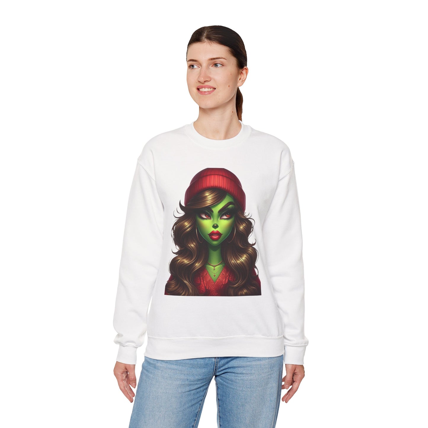 Witchy Green Girl Sweatshirt — Gothic Halloween Crewneck