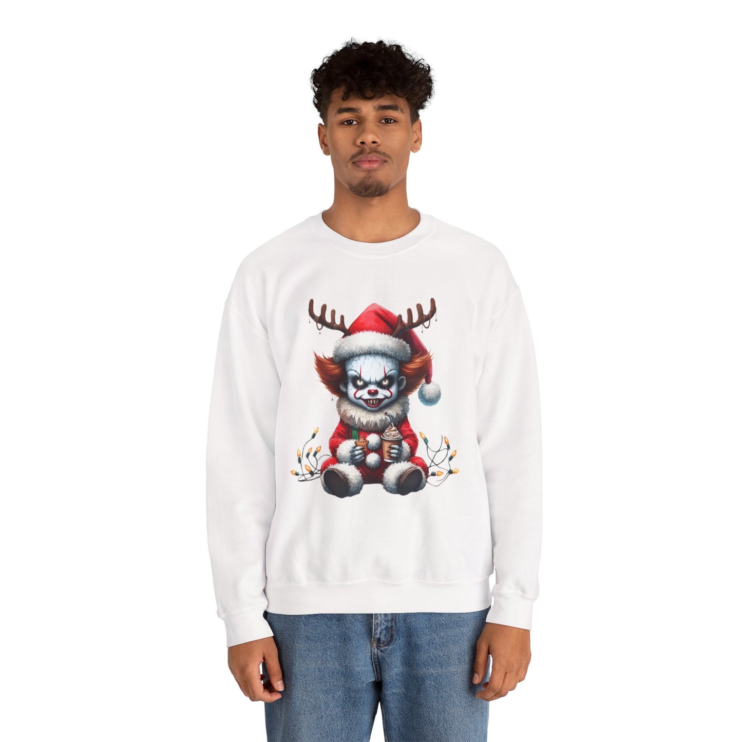 Creepy Clown Reindeer Christmas Sweatshirt