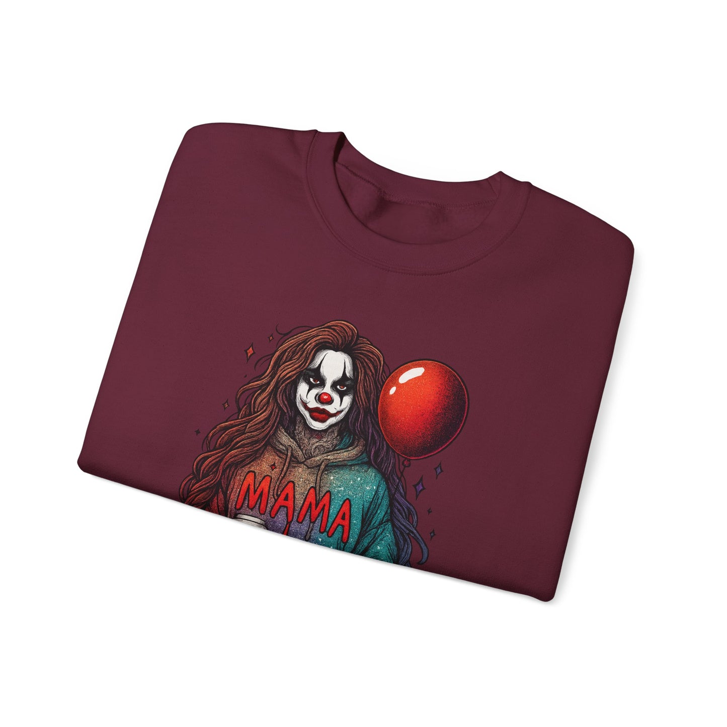 Clown-themed Crewneck Sweatshirt for Moms, Cozy Gift for Mother's Day, Halloween Apparel, Trendy Casual Wear, Unique Graphic Top