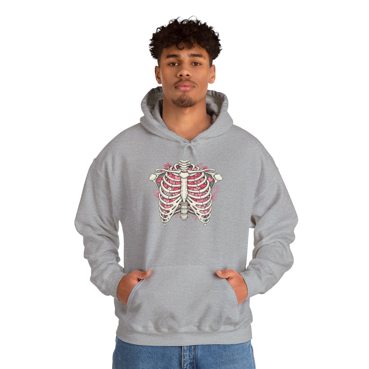 Ribcage Bloom Hoodie — Floral Skeleton Chest Graphic Sweatshirt