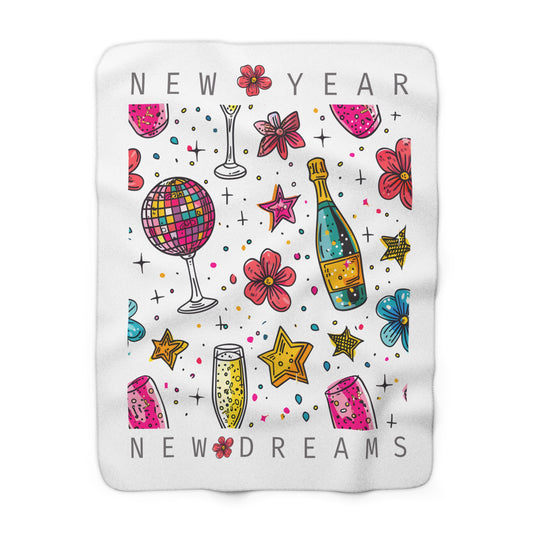 New Year Sherpa Fleece Blanket