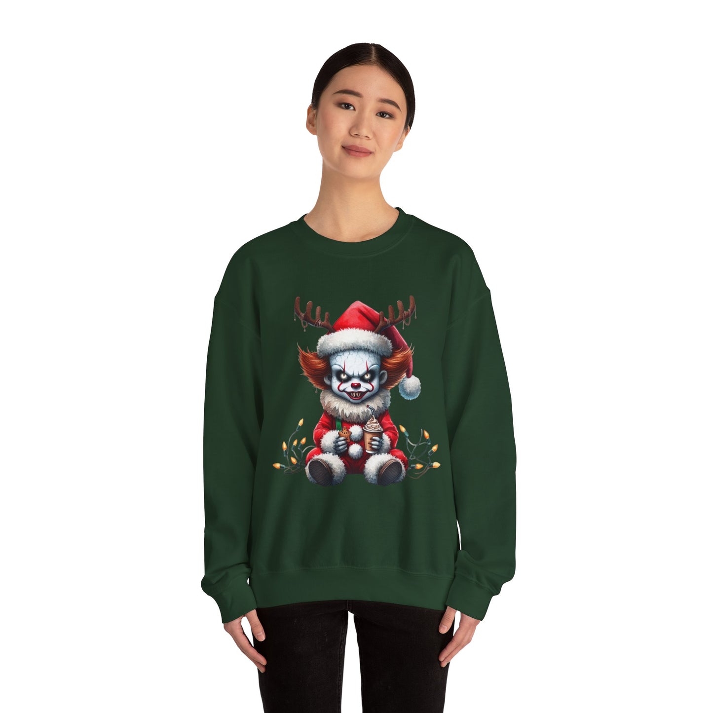Creepy Clown Reindeer Christmas Sweatshirt