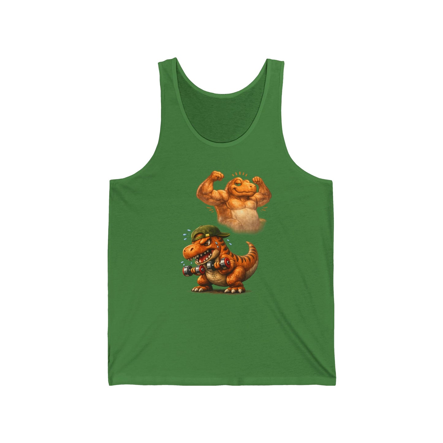 Dino Bros Summer Tank — Cute Muscular and Photographer Dinosaur Graphic Tank Top