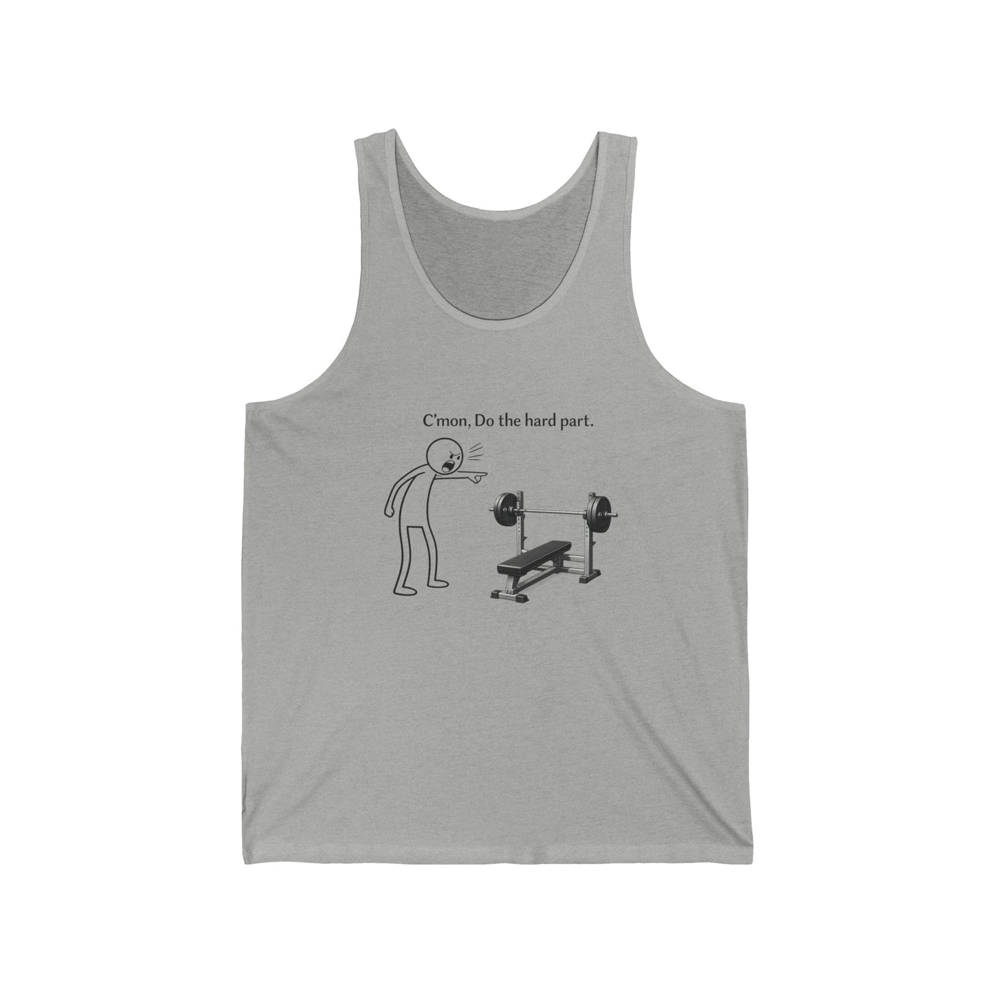 Tank Top — Funny Gym Cartoon 'C’mon, Do the hard part.' Workout Motivation
