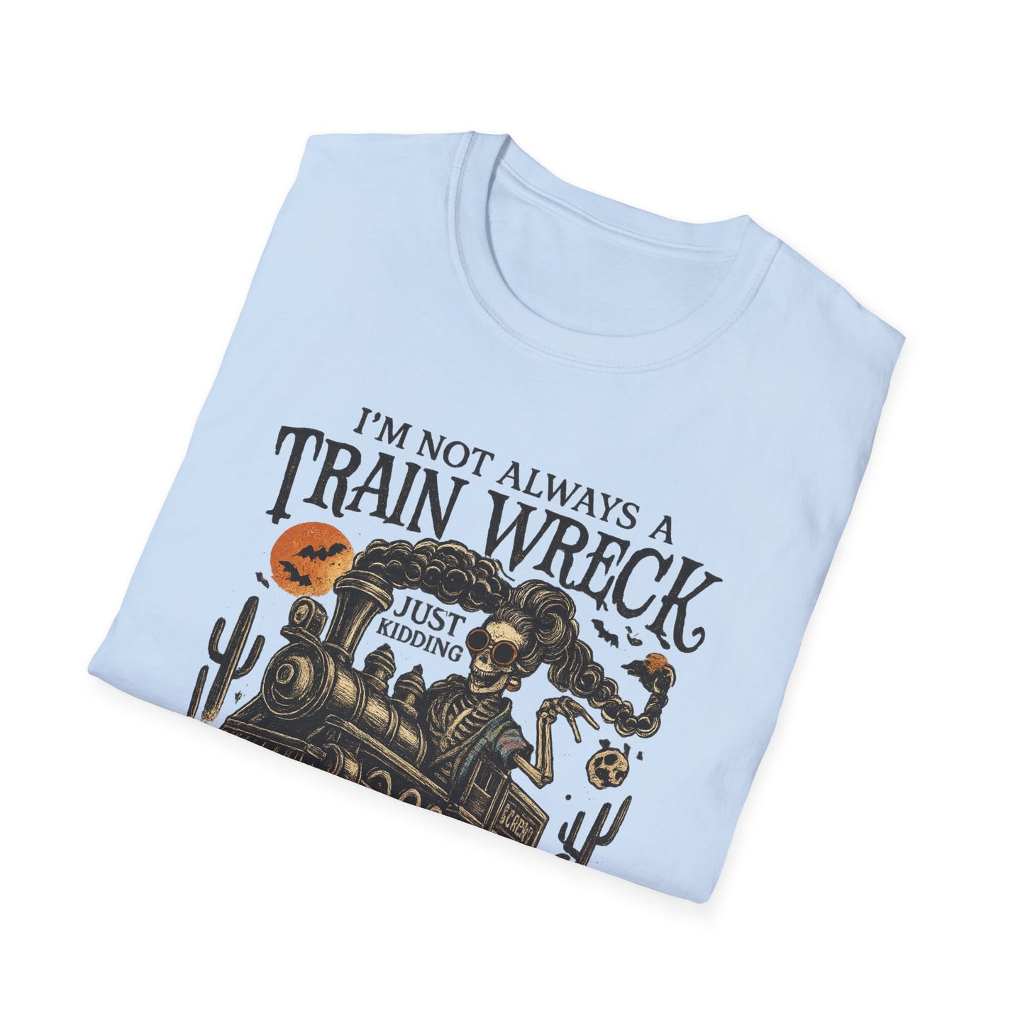 Train Wreck Unisex Softstyle T-Shirt | Funny Graphic Tee, Halloween Shirt, Gift for Friends, Casual Wear, Unique Design