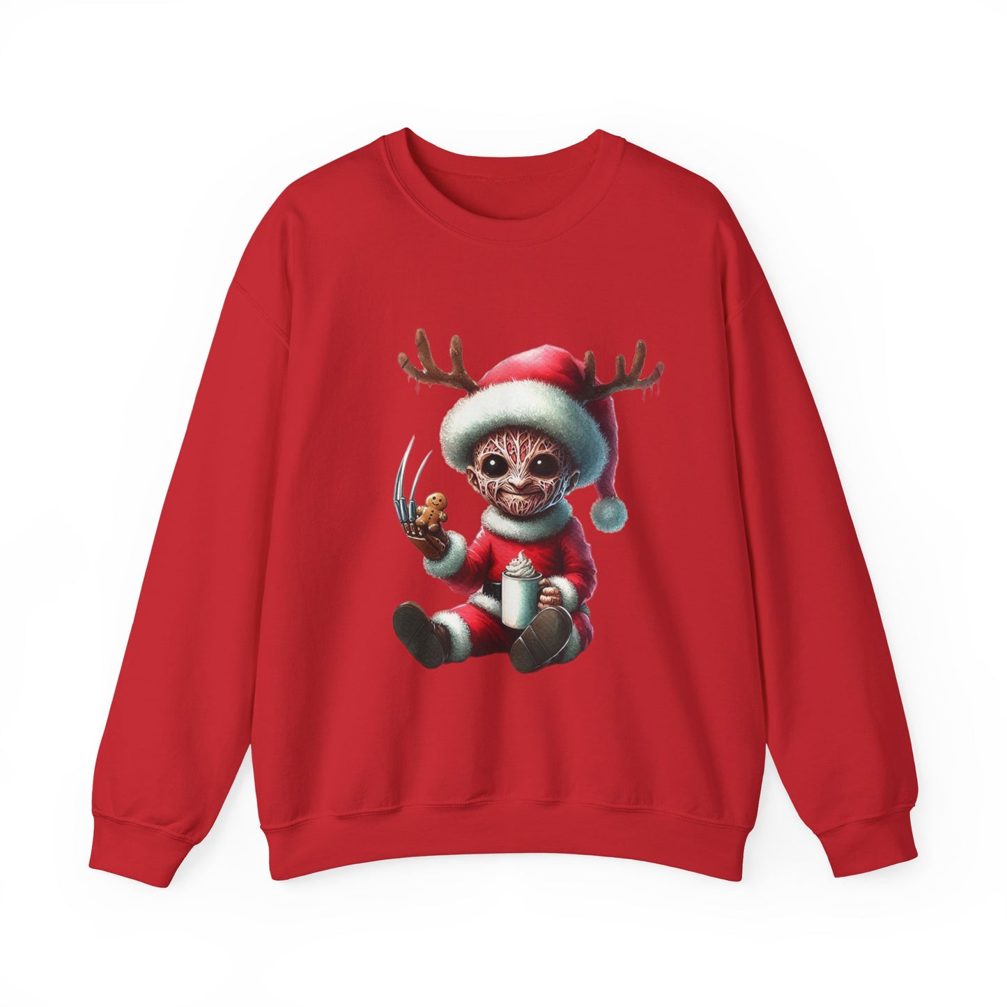 Christmas Cat Elf Sweatshirt — Cute Santa Kitten with Antlers Holiday Crewneck