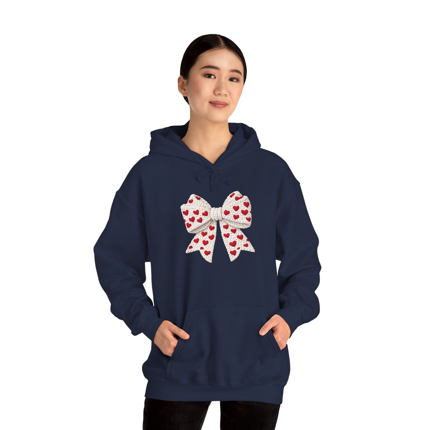 Valentine Heart Bow Hoodie — Cute Red Heart Ribbon Pullover