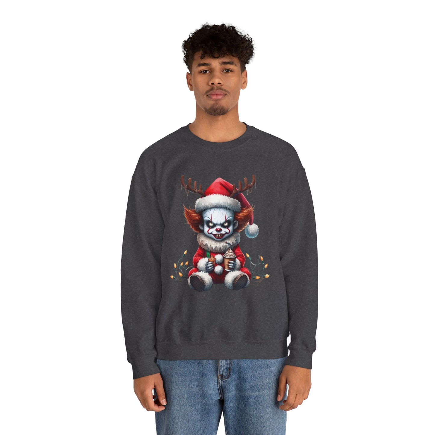 Creepy Clown Reindeer Christmas Sweatshirt