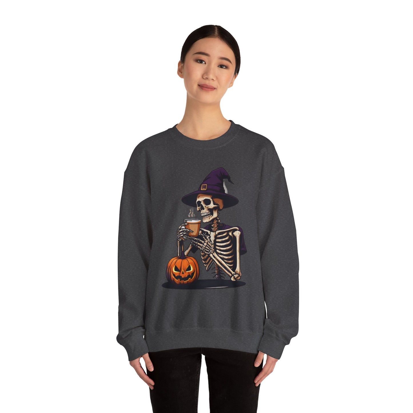 Spooky Skeleton Halloween Sweatshirt, Unisex Crewneck, Cozy Fall Fashion, Halloween Costume, Party Apparel, Ideal for Trick or Treat