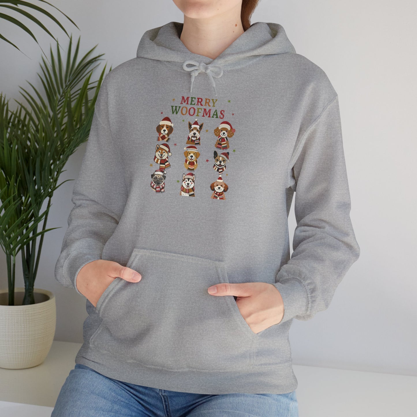 Merry Woofmas Hoodie, Cozy Dog Lover Hoodie, Gift for Pet Owners, Cute Holiday Apparel, Festive Furry Friends Clothing
