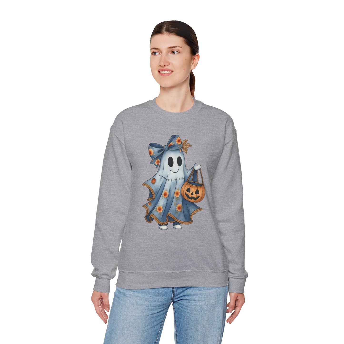Cute Ghost Halloween Sweatshirt, Unisex Crewneck, Cozy Fall Apparel, Spooky Season Gift, Trick or Treat, Halloween Celebration