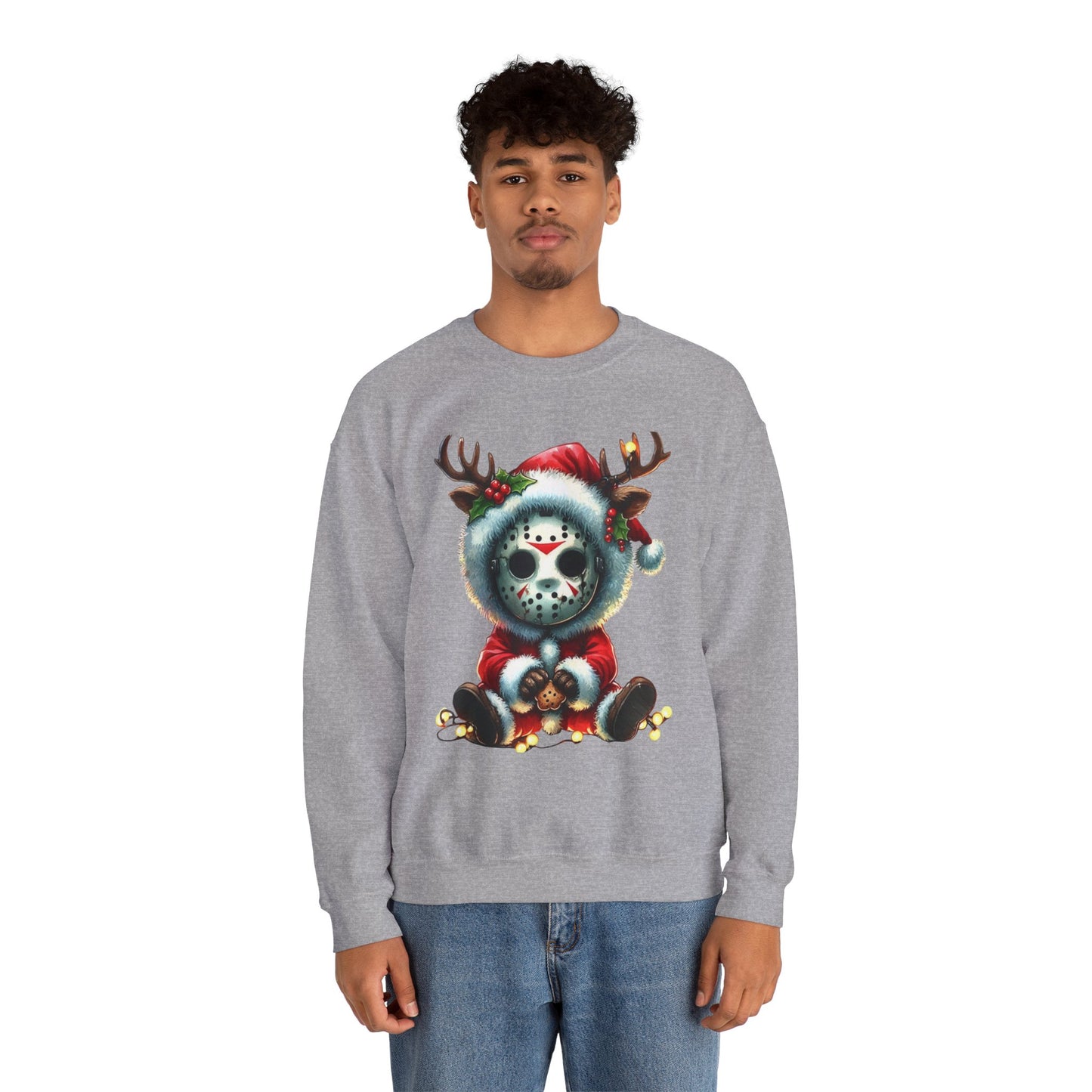 Christmas Jason Mask Sweatshirt — Cute Horror Holiday Crewneck