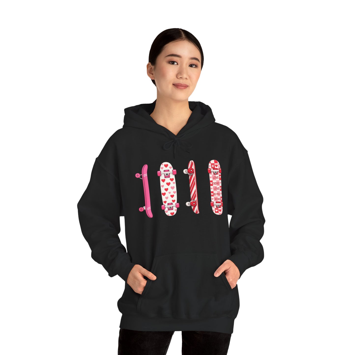 Valentine Skateboard Graphic Hoodie — Pink Heart Skate Decks