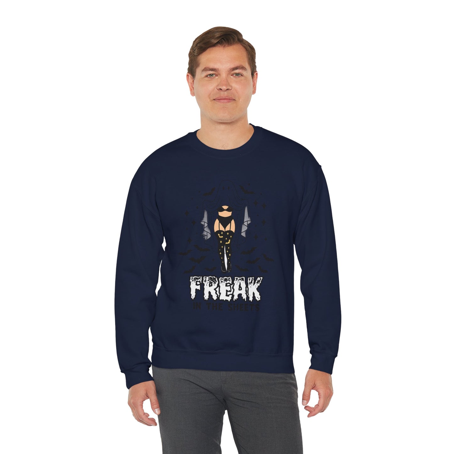 Freak in the Sheets Sweatshirt - Spooky Fun Crewneck for Halloween, Cozy Lounge Wear, Unisex Gift, Autumn Style, Casual Wardrobe Essential