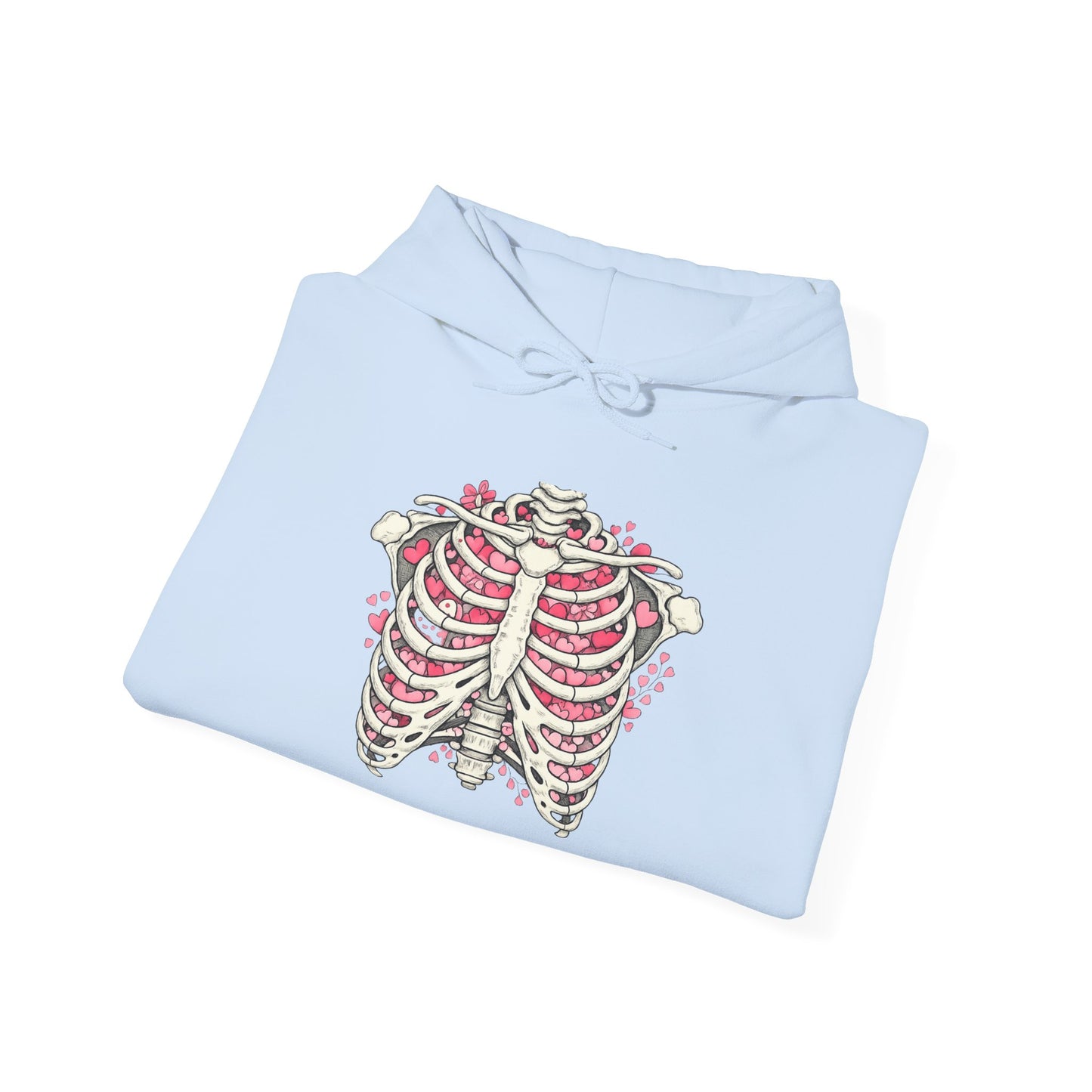 Ribcage Bloom Hoodie — Floral Skeleton Chest Graphic Sweatshirt