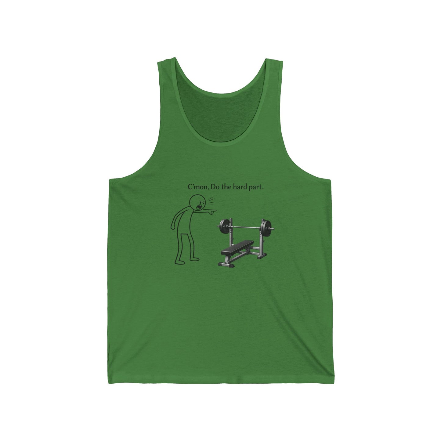 Tank Top — Funny Gym Cartoon 'C’mon, Do the hard part.' Workout Motivation