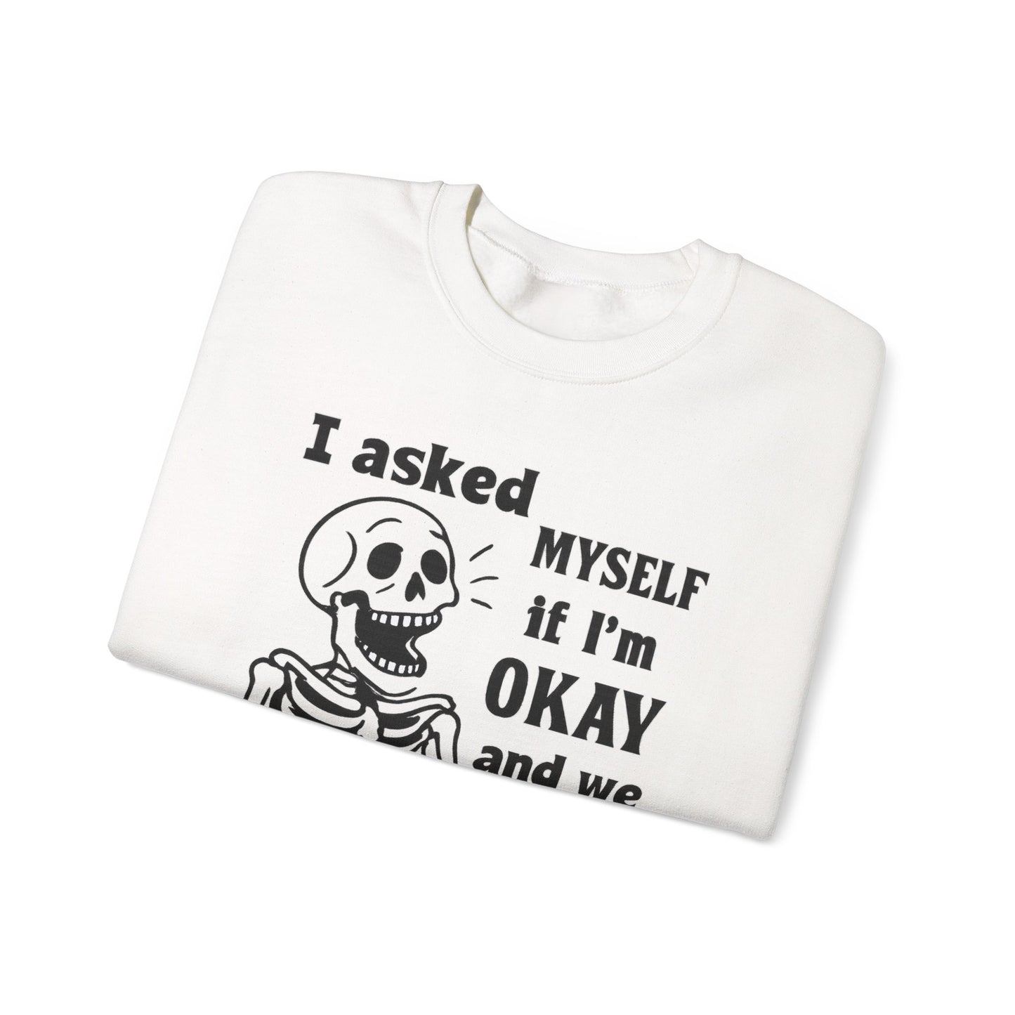 Funny Skeleton Sweatshirt, Unisex Crewneck for Comfort, Perfect for Halloween, Casual Wear, Gift for Friends, Cozy Laughs