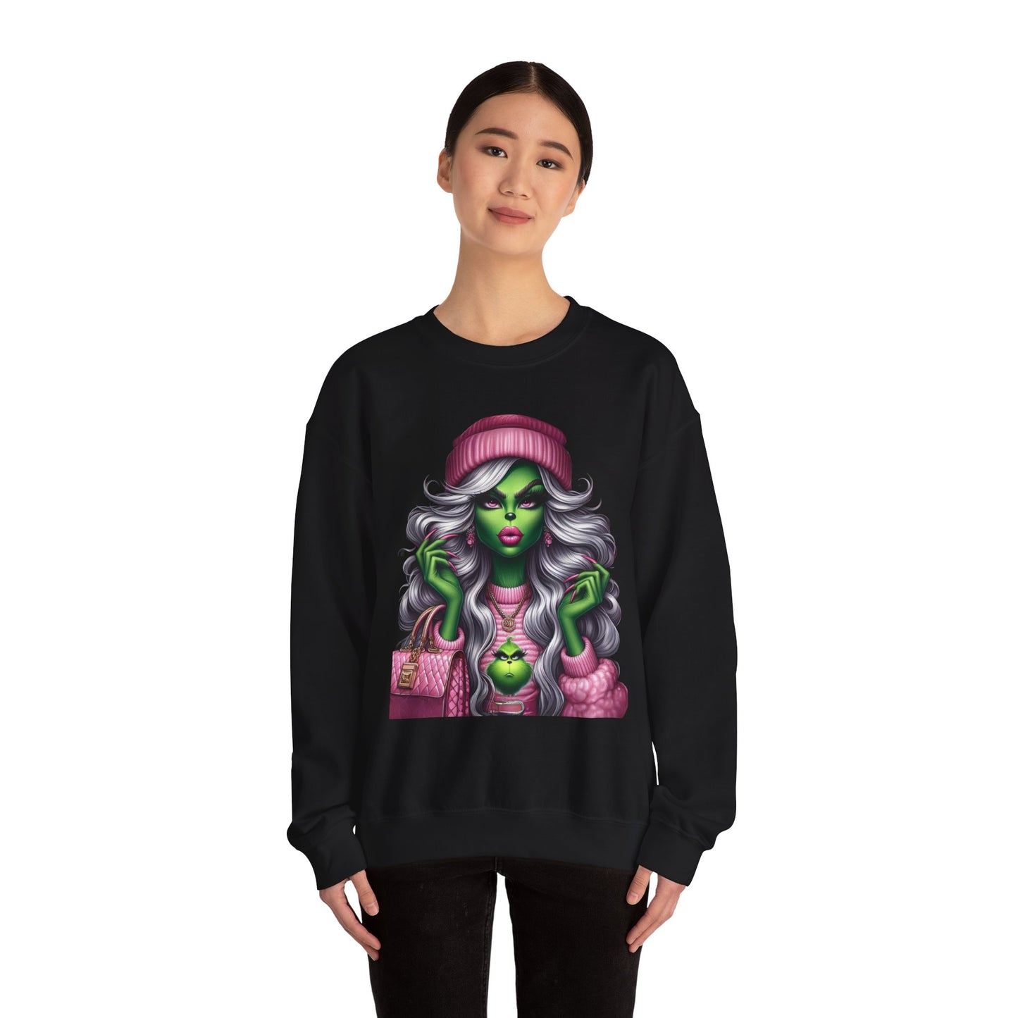 Witchy Glam Crewneck Sweatshirt – Green Glamour Girl Design