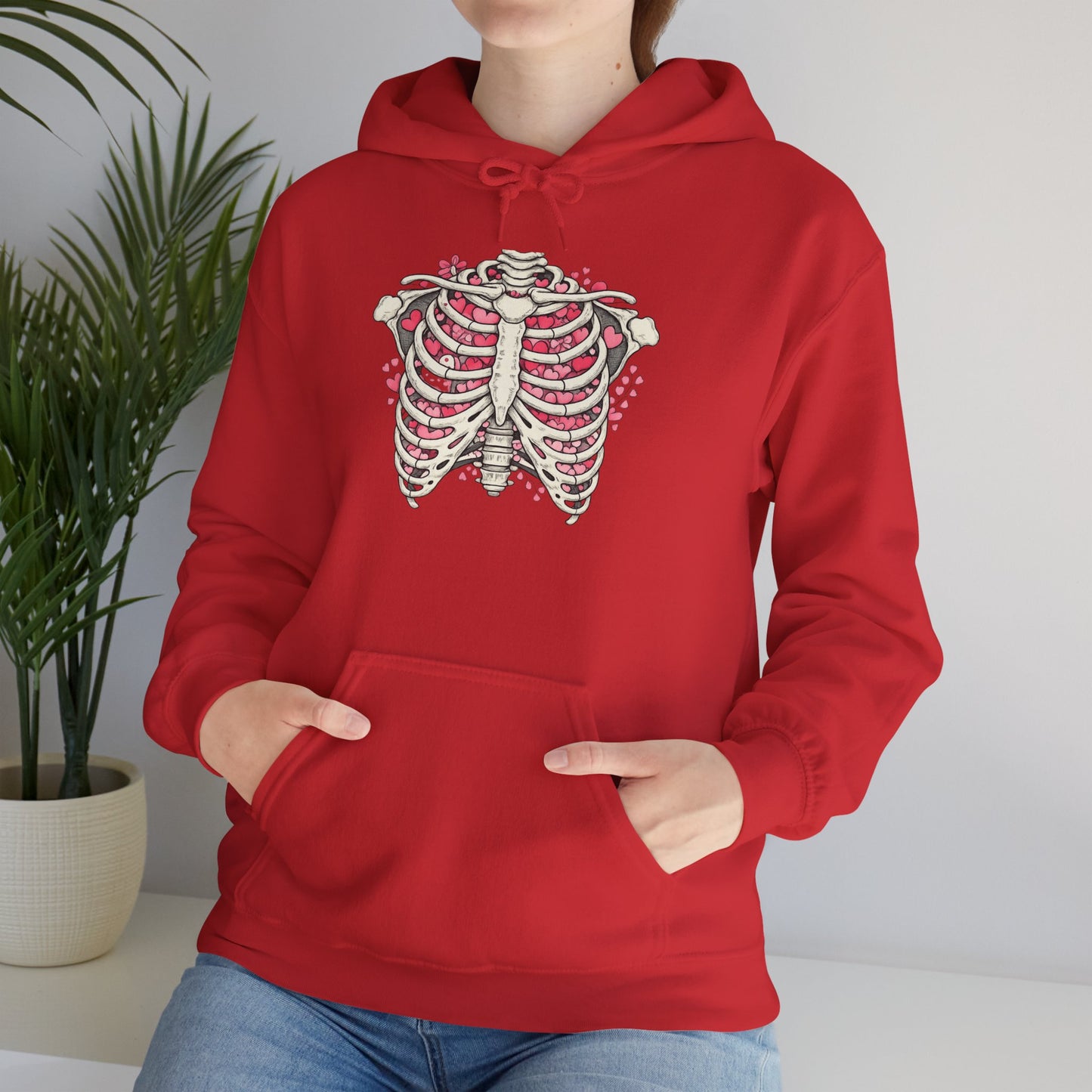 Ribcage Bloom Hoodie — Floral Skeleton Chest Graphic Sweatshirt