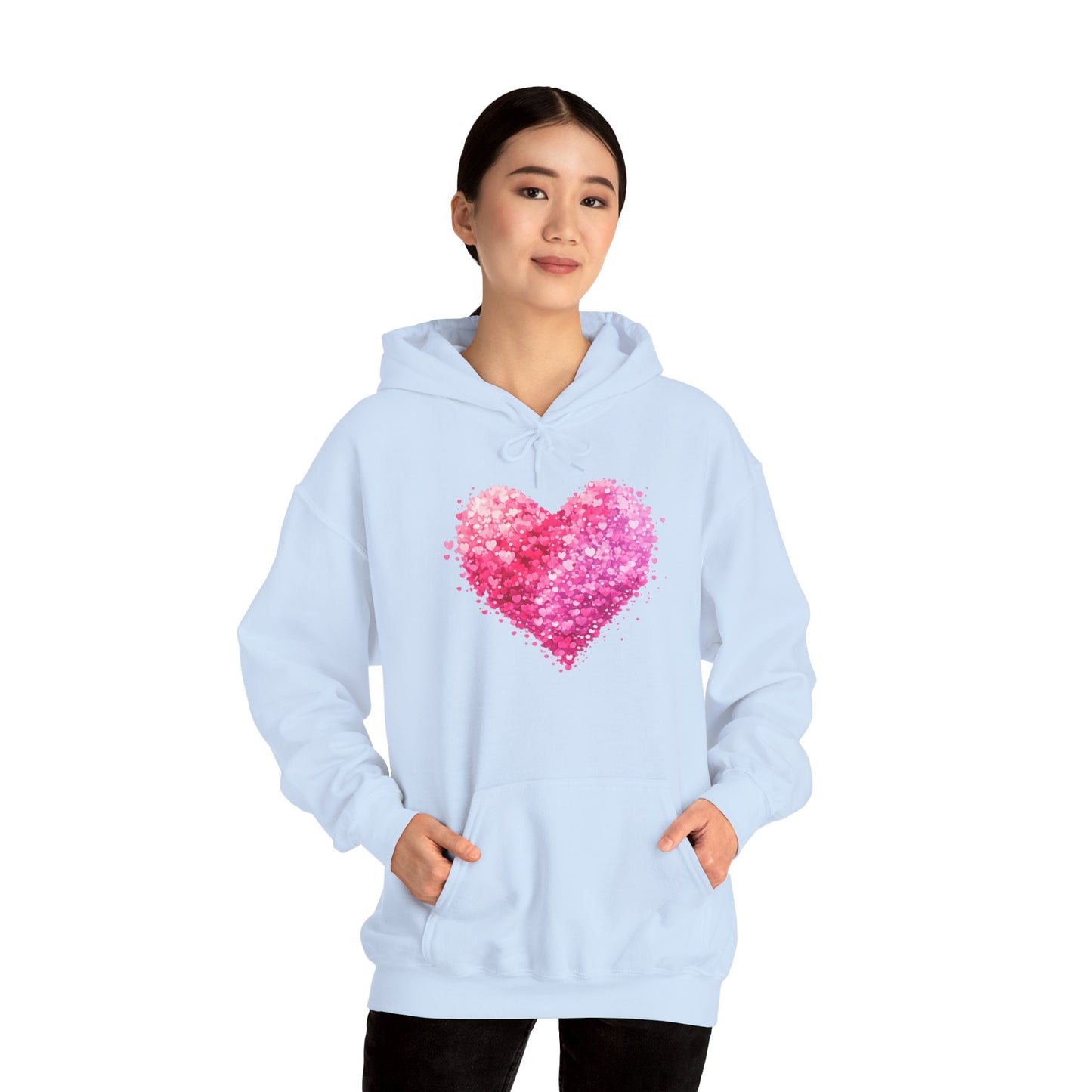 Cupid Skeleton Hoodie — Gothic Valentine Skeleton with Pink Hearts Pullover